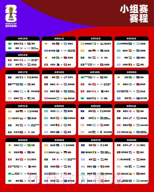 2026世界杯小组赛赛程中国时间最新时间表直播平台